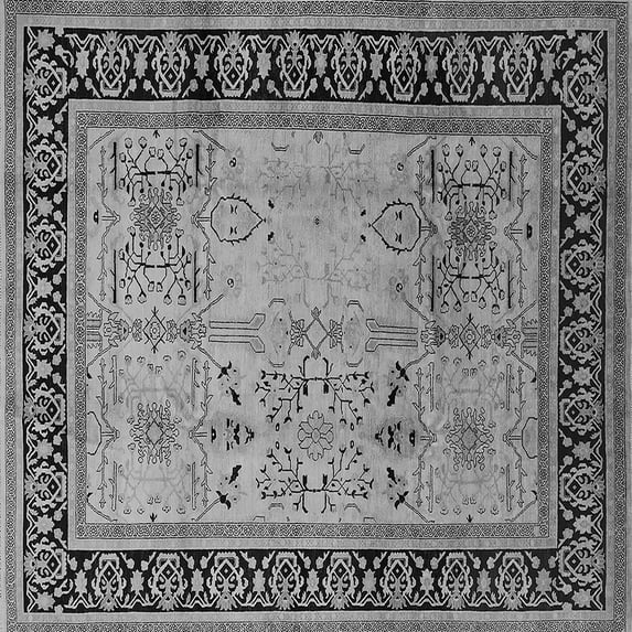 Ahgly Company Indoor Square Oriental Gray Industrial Area Rugs, 4' Square