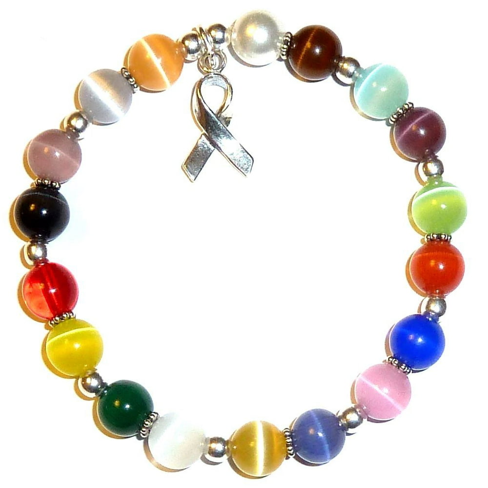 Hidden Hollow Beads .925 Sterling Silver Multi Cancer Awareness