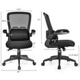 thumbnail image 2 of Costway Chaise de Bureau en Maille Hauteur Réglable & Support Lombaire Accoudoir Rabattable Noir, 2 of 9