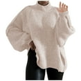 thumbnail image 2 of Guieoi Womens Sweaters 2025 Womens Sweaters Clearance Long Sleeve High Neck Sweater Coarse Linen Knitted Oversized Pullover White Black*Friday/Cyber*Monday Clearance, 2 of 3