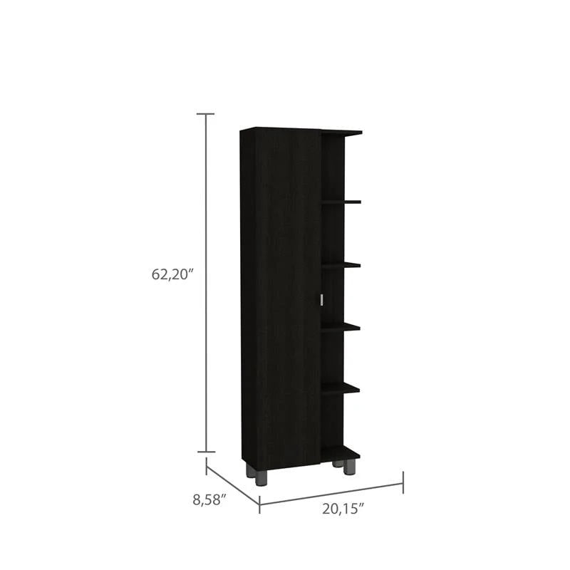Boahaus Vernon Linen Cabinet, Assembled Product Height 62 in, Assembled Product Length 8.5 in, Black