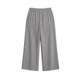 thumbnail image 7 of Hurxie Women's Linen Capri Pants Wide Leg with Drawstring Elastic Waist Casual Cropped Pant Gray,S, 7 of 7