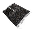 thumbnail image 4 of Chal con estampado de borlas para mujer, abrigo abierto al frente, cálido, de vellón, elegante, informal, cómodo, con borlas, geométrico, negro y gris, 51,2 x 59,1 pulgadas, 4 of 15