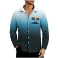thumbnail image 2 of lcziwo Holiday Sales Linen Long Sleeve Shirts for Men Summer Casual Button Down Hawaiian Shirt Fashion Gradient Print Blouse Tops Tropical Vacation Beach Outfits, 2 of 6