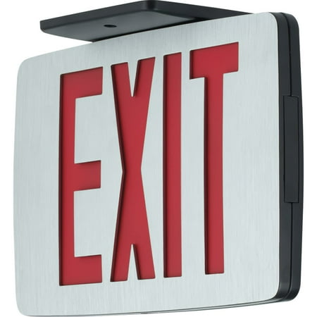 Progress Lighting Peale-Dr-Em-16 Double Sided Red Led Exit Sign - Silver
