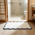 thumbnail image 3 of Ivory Scallop Cotton Bath Rug, Soft & Absorbent Blue Scalloped Edge Bath Mat, for Living Room, Bedroom, Entryway, 15.7" x 23.6", 3 of 6