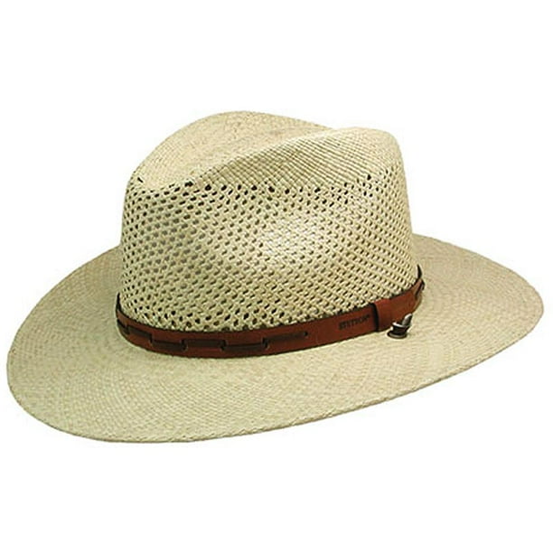 Stetson Natural Airway Panama Straw Hat W/ Leather Band 3 Inch Brim