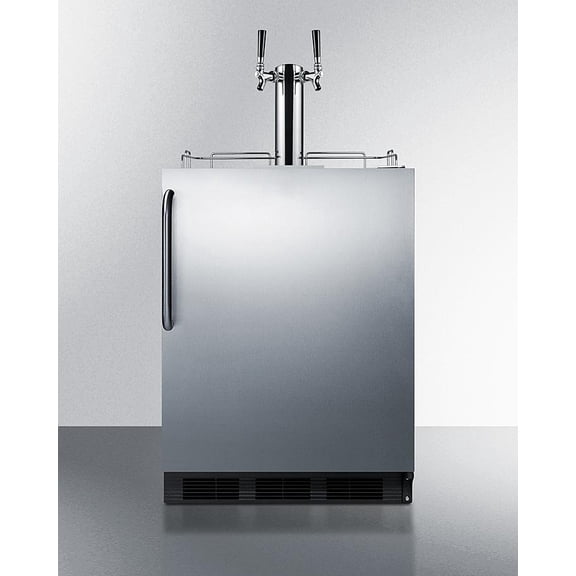 Built-in kegerator for use under ADA compliant counters with dual tap kit for two 1/6 kegs