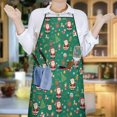 thumbnail image 5 of Green Christmas Santa and Icon Pattern Apron-Garden Aprons for Women with Pockets-Cotton Linen Waterproof Kitchen Cooking Gardening Aprons Adjustable for Kitchen,Cooking,BBQ and Salon 33"x27", 5 of 7