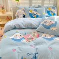 thumbnail image 2 of Sanrio Cinnamoroll Hello Kitty Kuromi dibujos animados creativos invierno espesado leche terciopelo sábana y funda de edredón conjunto de tres piezas, 2 of 5