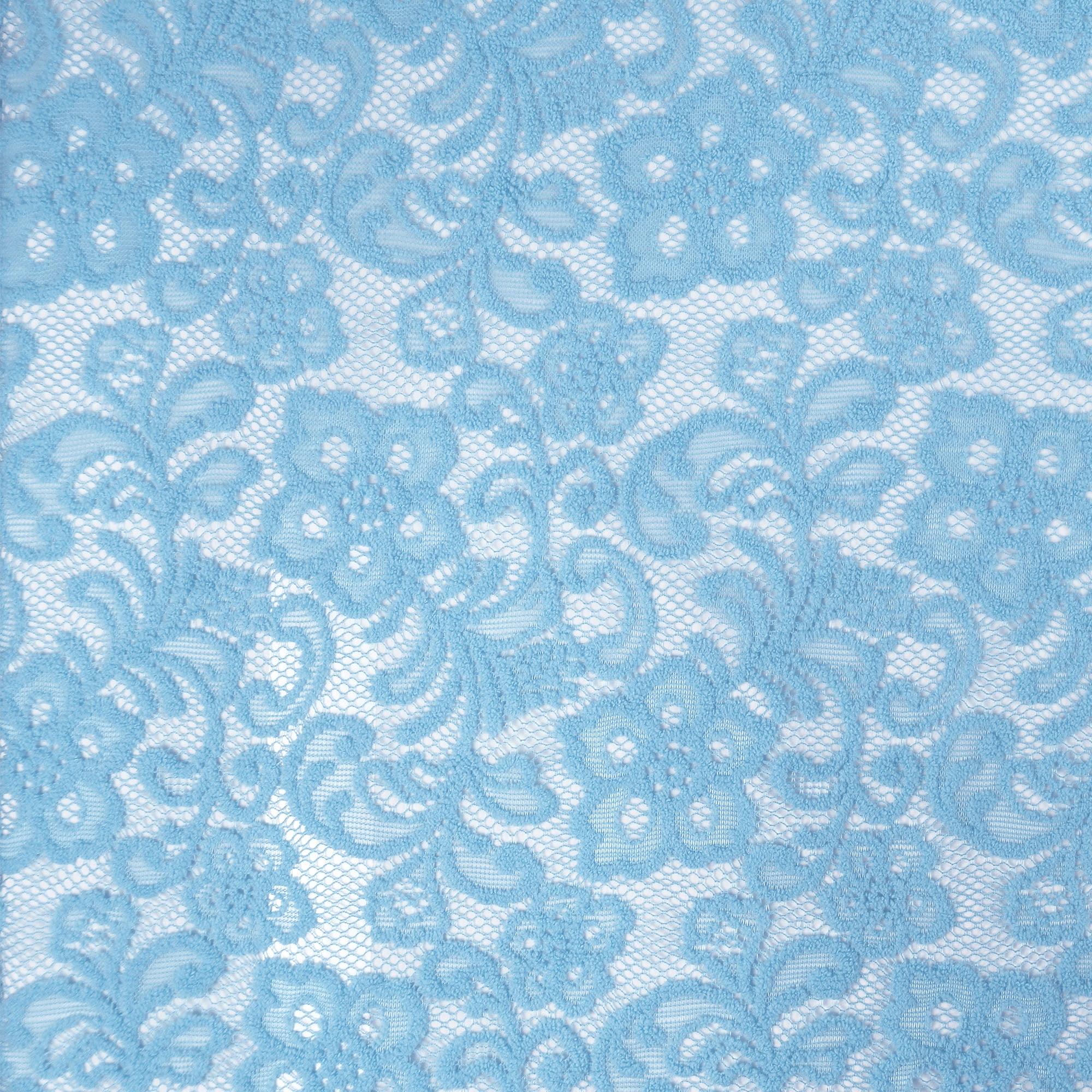 Romex Textiles 100% Polyester Chenille Lace Fabric with Flower Design - Baby Blue