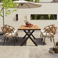 thumbnail image 3 of Harper & Bright Designs Outdoor Patio Dining Table Set with Plastic Wood Table, All-Weather Outdoor Furniture Dining Set with PE Rattan Chairs for 4, Dark yellow, 3 of 16