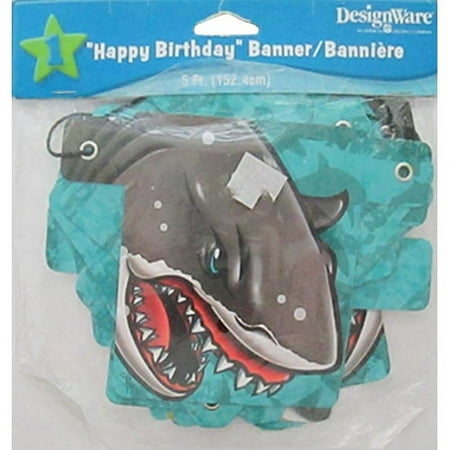 Summer Shark Happy Birthday Banner (1ct)