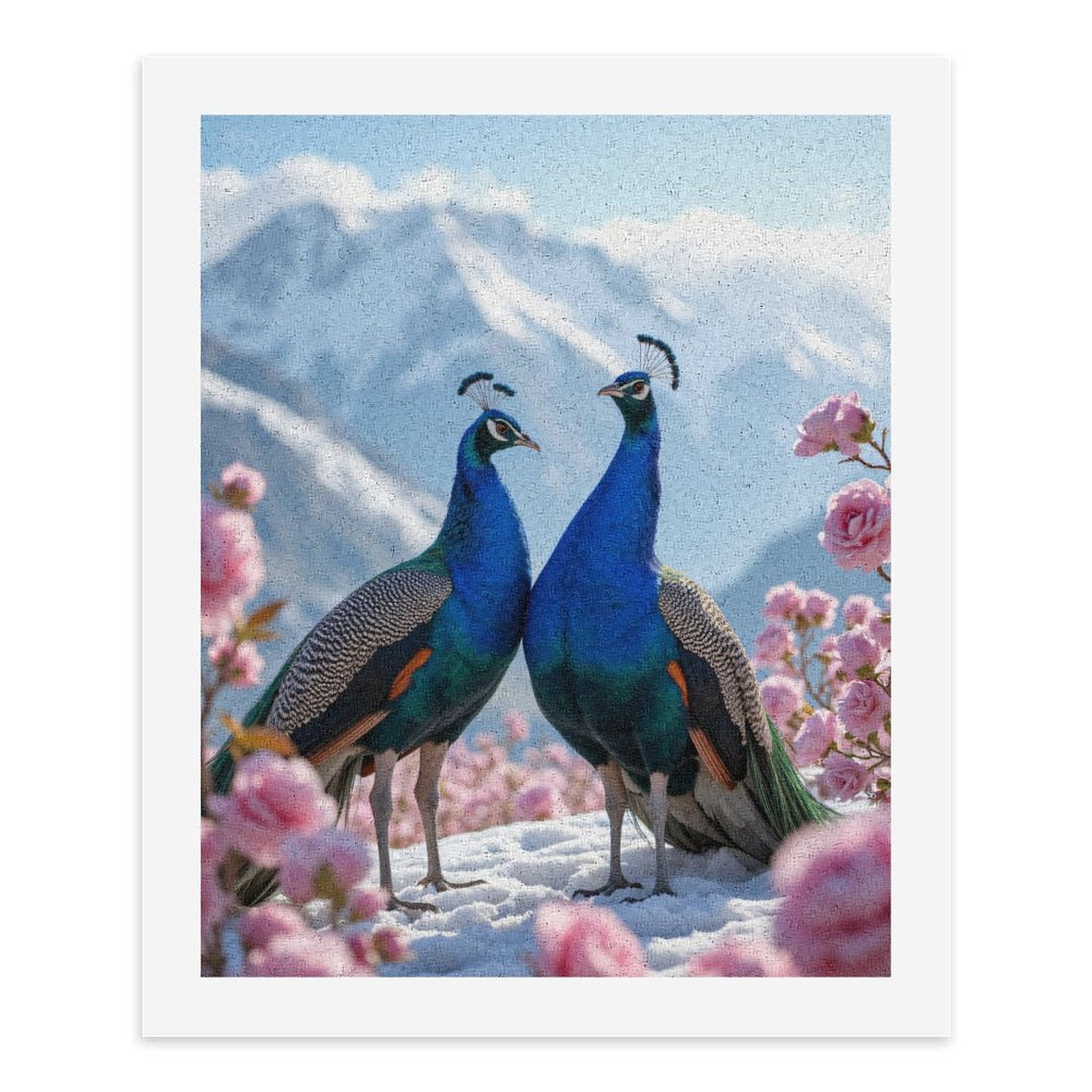 Paint by Numbers Kit for Adults, Peacocks Snowy Mountains Roses Paint by Numbers, Easy Paint by Numbers Kit for Adults Beginner, DIY Adult Paint by Number Kits on Canvas, Home Decor