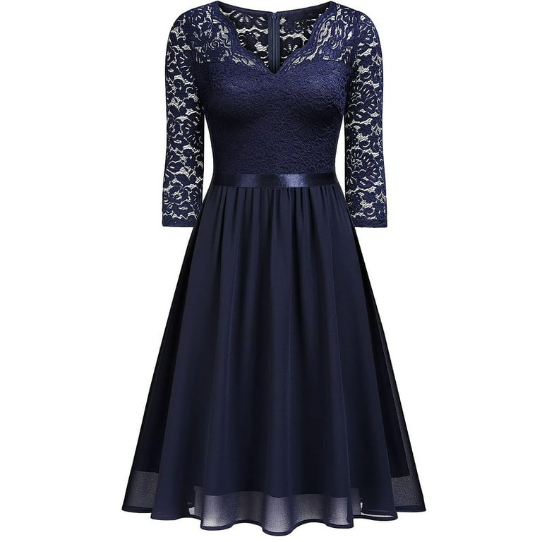 knee length dresses for ladies Women's Fae A-Line Square Neck Lace Midi Dress XS/XS/S/M/L/XL/Customize Cream Mean Blvd Cream / M main image 0