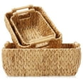 thumbnail image 7 of Casafield (Set of 3) Water Hyacinth Oval Storage Baskets with Wooden Handles - Small, Medium, and Large Woven Nesting Baskets, 7 of 7