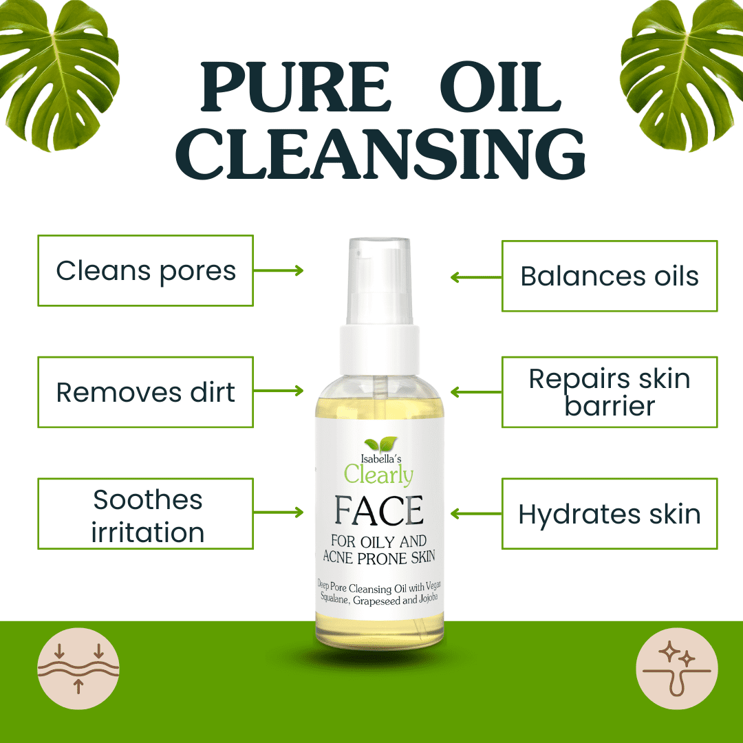 Isabella’s Clearly FACE, Natural Face Cleanser, Face Wash and Makeup Remover Oil | Deep Cleansing Oil with Anti Aging Rosehip, Avocado, Vegan Squalane | 100% Pure, Made in USA (120ml)