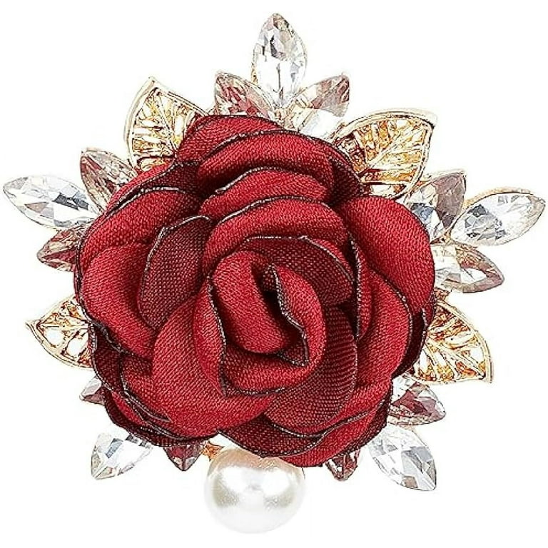 Flower Brooches for Women, Rose Gold Branch with Red Flower Rhinestones  Brooch Womens Brooches & Pins Brooches for Crafts Scarves Shawl Clips