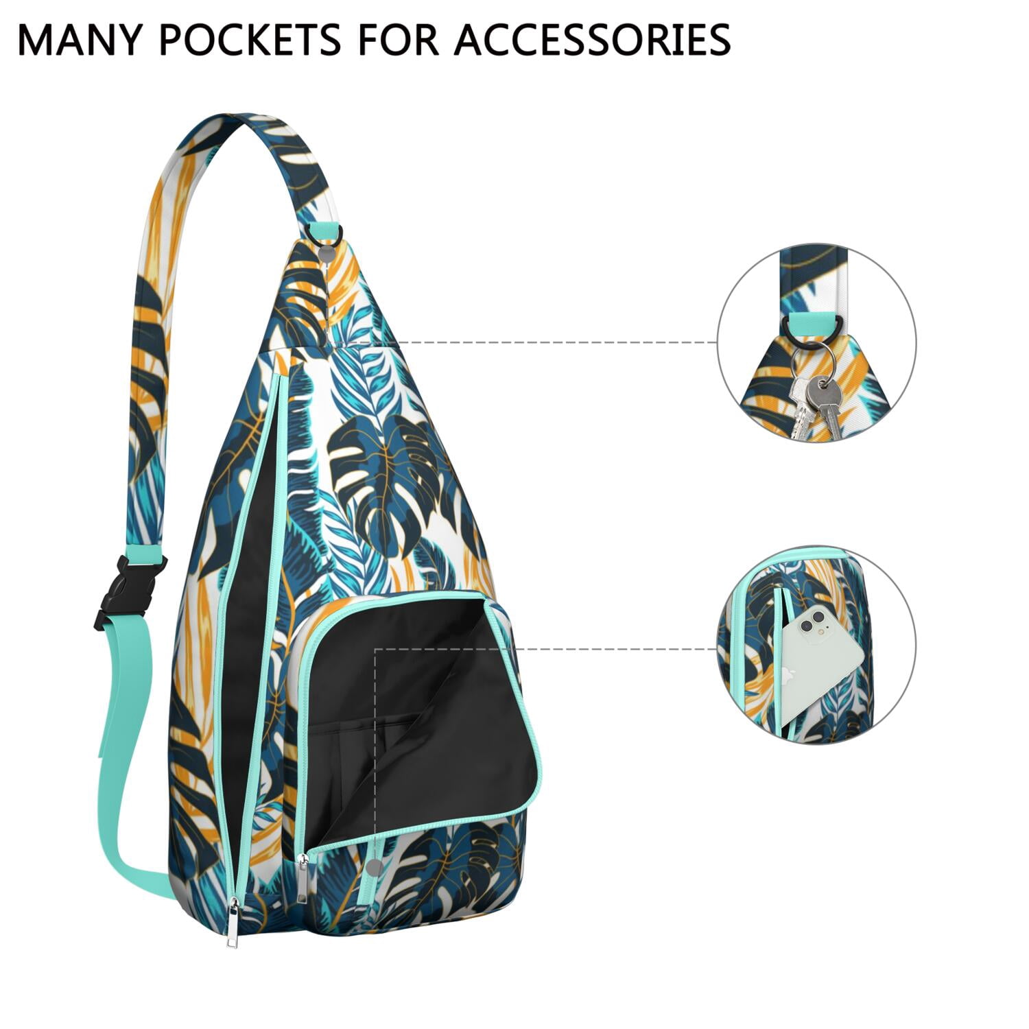Hawaiian Hibiscus Tropical Floral Sling Bag, Lightweight Shoulder Bag for Women & Men