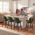 thumbnail image 3 of EOP 26'' Swivel Counter Height Bar Stools Set of 6, Modern Upholstered Bar Stools with Curved Back and Solid Wood Legs, Bar Chairs for Kitchen Island Home Bar, Green, 3 of 12