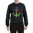 thumbnail image 2 of Trippy Mandala Nautical Colorful Mosaic Anchor | Mens Fashion Crewneck Graphic Sweatshirt, Black, Large, 2 of 4