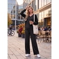 thumbnail image 2 of Cueply Lounge Sets for Women 2 Piece Outfits Fall Long Sleeve Knit Sweater Top Wide Leg Pants Loungewear Winter Matching Set, 2 of 8