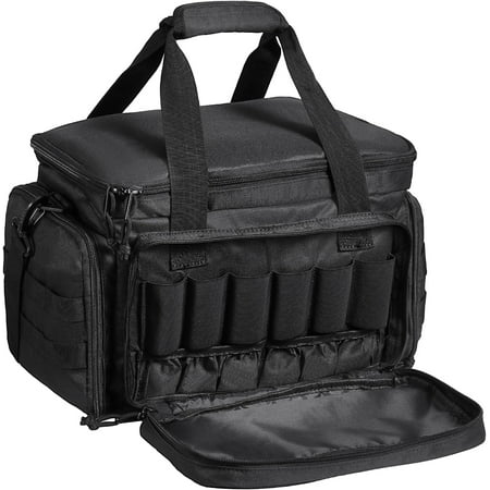 Range Bag for 4+ Pistols Tactical Gun Range Bag with 3 Detachable Dividers & 6 Magazines Firearm Shooting Handgun Bag for Outdoor Hunting Shooting Pistol Bag with Single Shoulder Strip Black