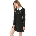 thumbnail image 2 of INSPIRE CHIC Robe Femme Imprimé Visage de Chat Col Contrasté au-Dessus du Genou, 2 of 7
