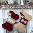 thumbnail image 1 of 2 medias navideñas para perros, medias de arpillera a cuadros con forma de hueso grande para mascotas, medias colgantes clásicas para decoraciones navideñas ER, 1 of 6