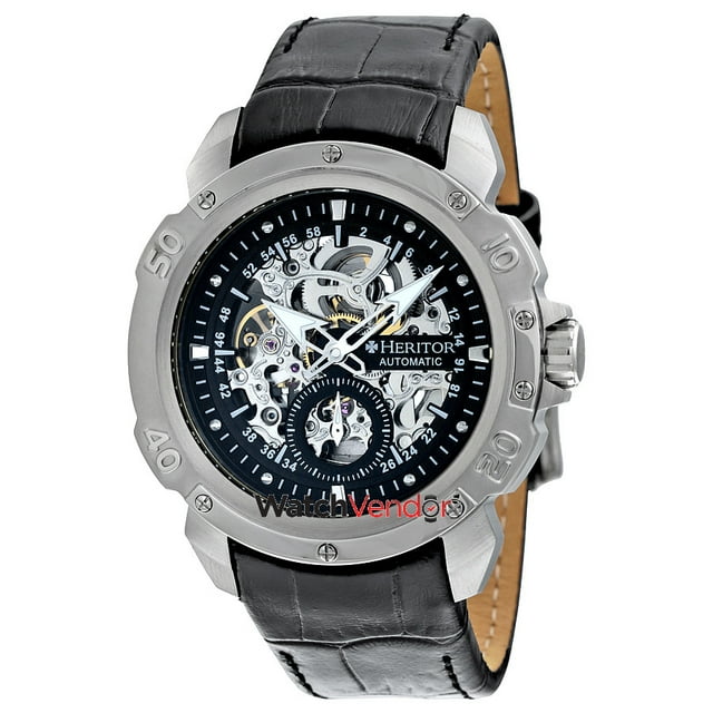Heritor Carter Automatic Black Skeleton Dial Men's Watch HR2504
