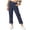 Navy, variant on BFHHYA Girls Summer Capri Pants Cotton Linen Straight Leg Cropped Trousers Casual High Waist Pants with Pockets Size 5-16 Years