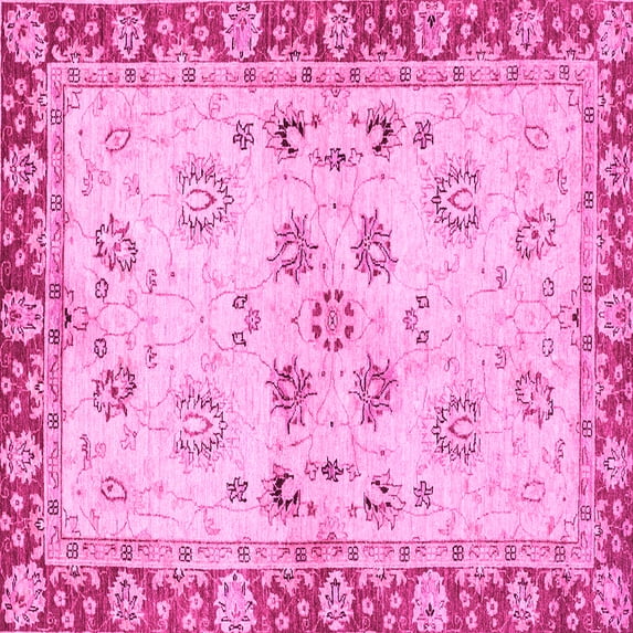 Ahgly Company Indoor Square Oriental Pink Traditional Area Rugs, 4' Square