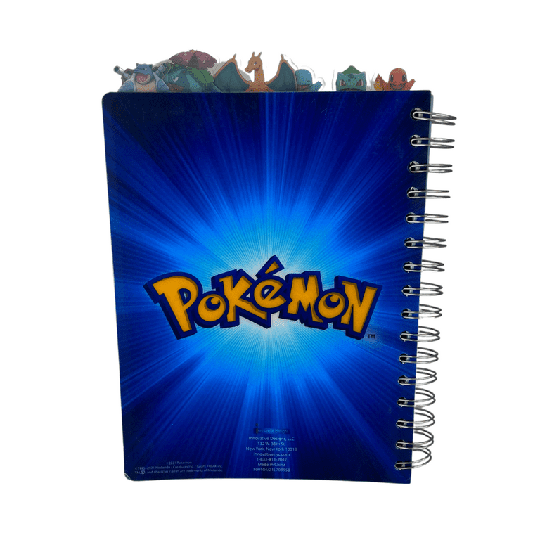Pokemon Spiral Notebook Writing Journal with 6 Tab Dividers for Adults and Kids 8 x 7, Blue
