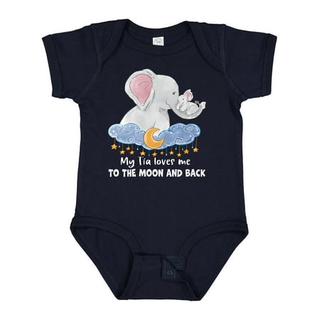 

Inktastic My Tia Loves Me to the Moon and Back Elephant Family Gift Baby Boy or Baby Girl Bodysuit