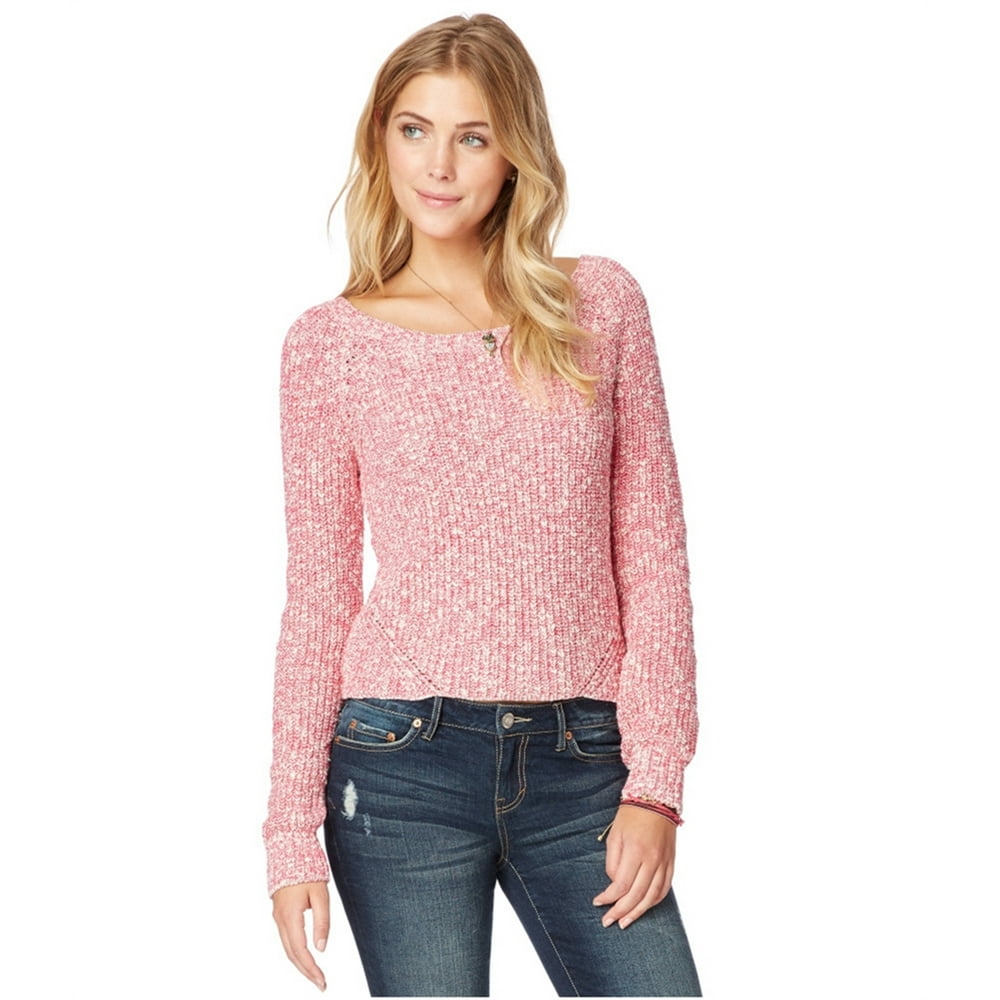 Aeropostale Aeropostale Womens Marled Knit Pullover Sweater, Pink