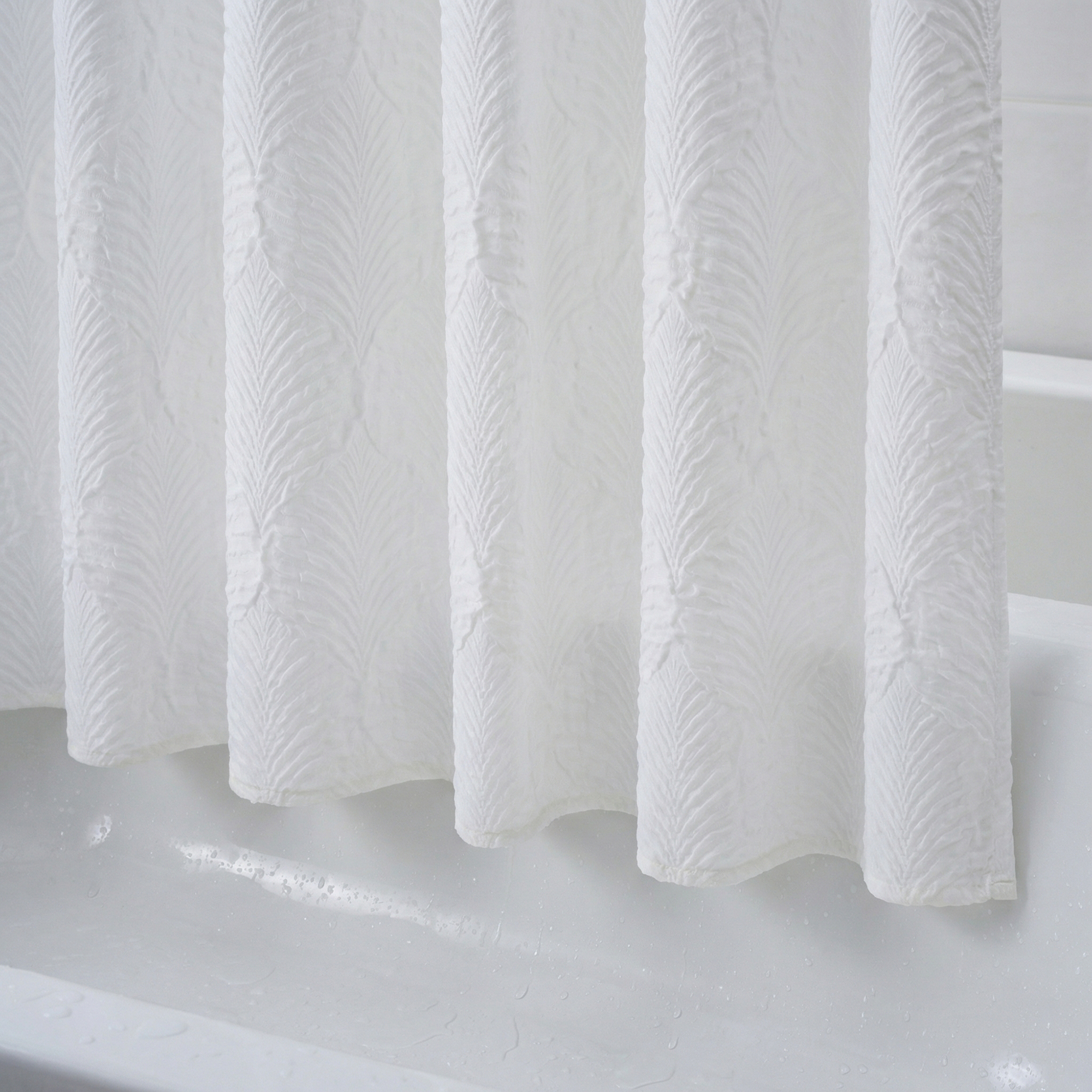Unique Bargains Waterproof Fabric Shower Curtain Sets White - Leaves 71"W x 71"L