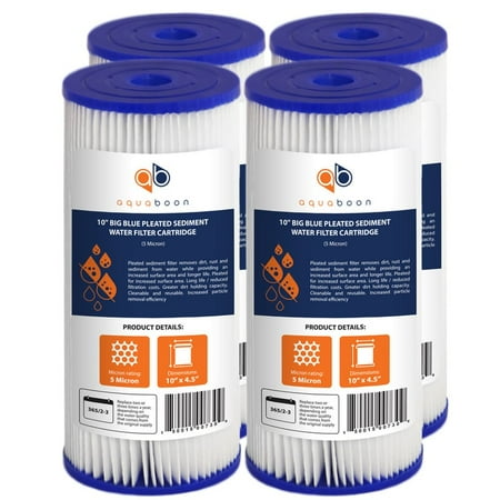 Cobalt Blue Filter - 4PK of Big Blue Whole House 1 Micron Pleated Washable Sediment Water Filter 10