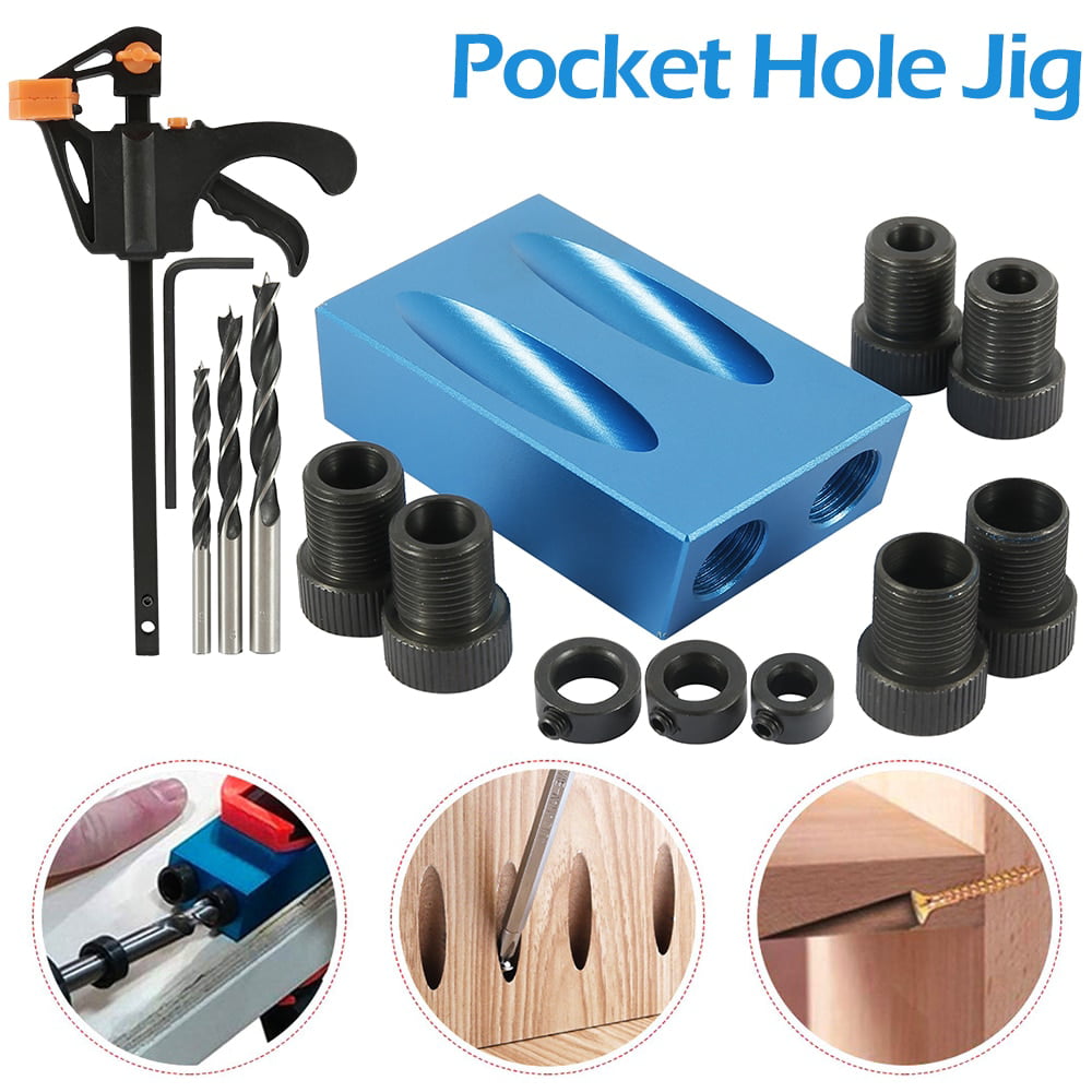6/8/10mm Pocket Hole Jig Kit Woodworking Guide Oblique Drill Angle Hole Tool Kit 