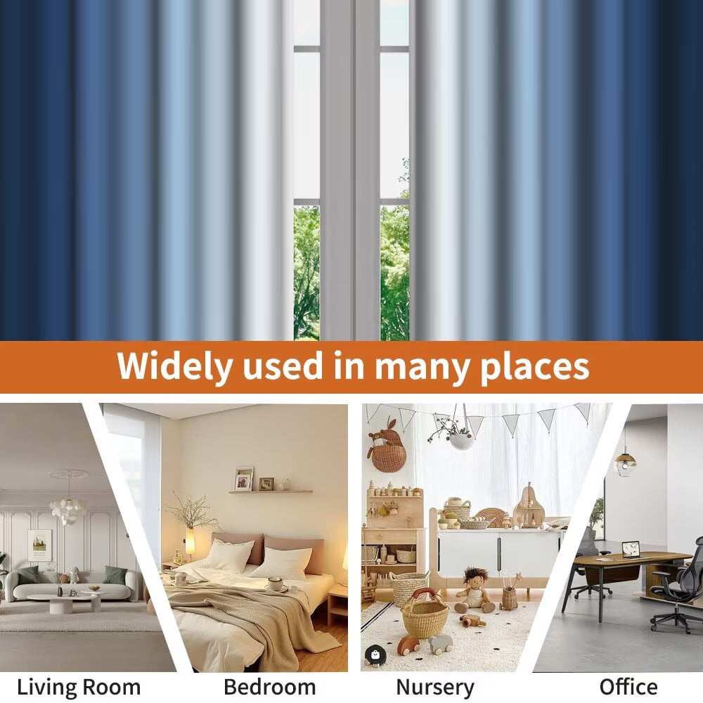 LFEEY Navy Blue and Greyish White Ombre Curtains, Room Light Blocking Curtains , 42x108inch, 2 Panel