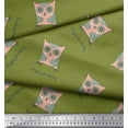 thumbnail image 3 of Soimoi Green Poly Georgette Fabric Text & Owl Cartoon Print Fabric by Yard 42 Inch Wide, 3 of 3