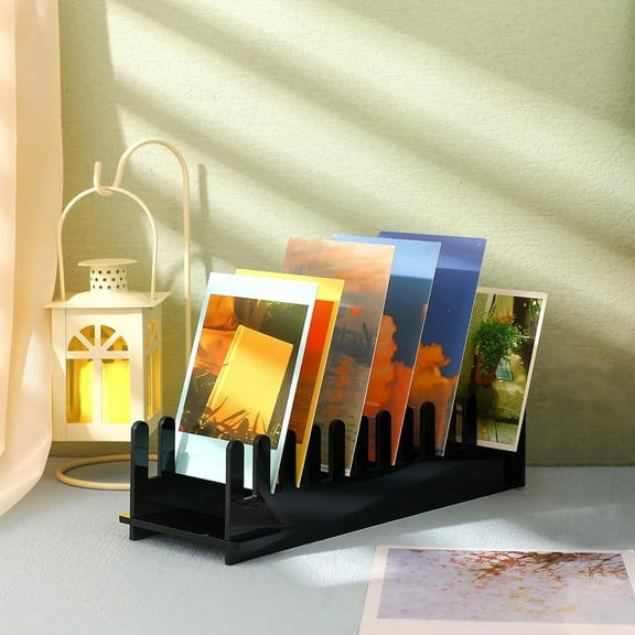 dianhelloya 12-Slot Acrylic Card Display Stand with Easy Assembly, Modern Design for Postcards, Photos, Jewelry Cards, Multi-Purpose Desktop Organizer for Home, Office, or Retail