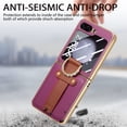 thumbnail image 6 of Compatible for Samsung Galaxy Z Flip5 Wristband Case with Diamond Ring Holder Kickstand, Electroplated Premium PU Leather Screen Protective Film Shockproof Slim Folding Cover for Galaxy Z Flip, Purple, 6 of 16
