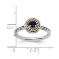 thumbnail image 2 of 925 Sterling Silver Polished Prong set and 14k Stackable Created Sapphire Ring Size 6 Stackable Ring for Women, 2 of 2