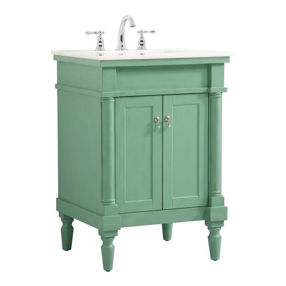 Elegant Decor Lexington 24" Solid Wood Single Bathroom Vanity in Vintage Mint