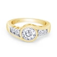 thumbnail image 3 of 1 Carat Center 6MM Round Cut Lab Created Moissanite Solitaire Swirl Engagement 5 Stone Bridal Ring For Women In 14K Yellow Gold Over Sterling Silver (G-H Color, VVS1 Clarity 1 Cttw) Size - 6, 3 of 8