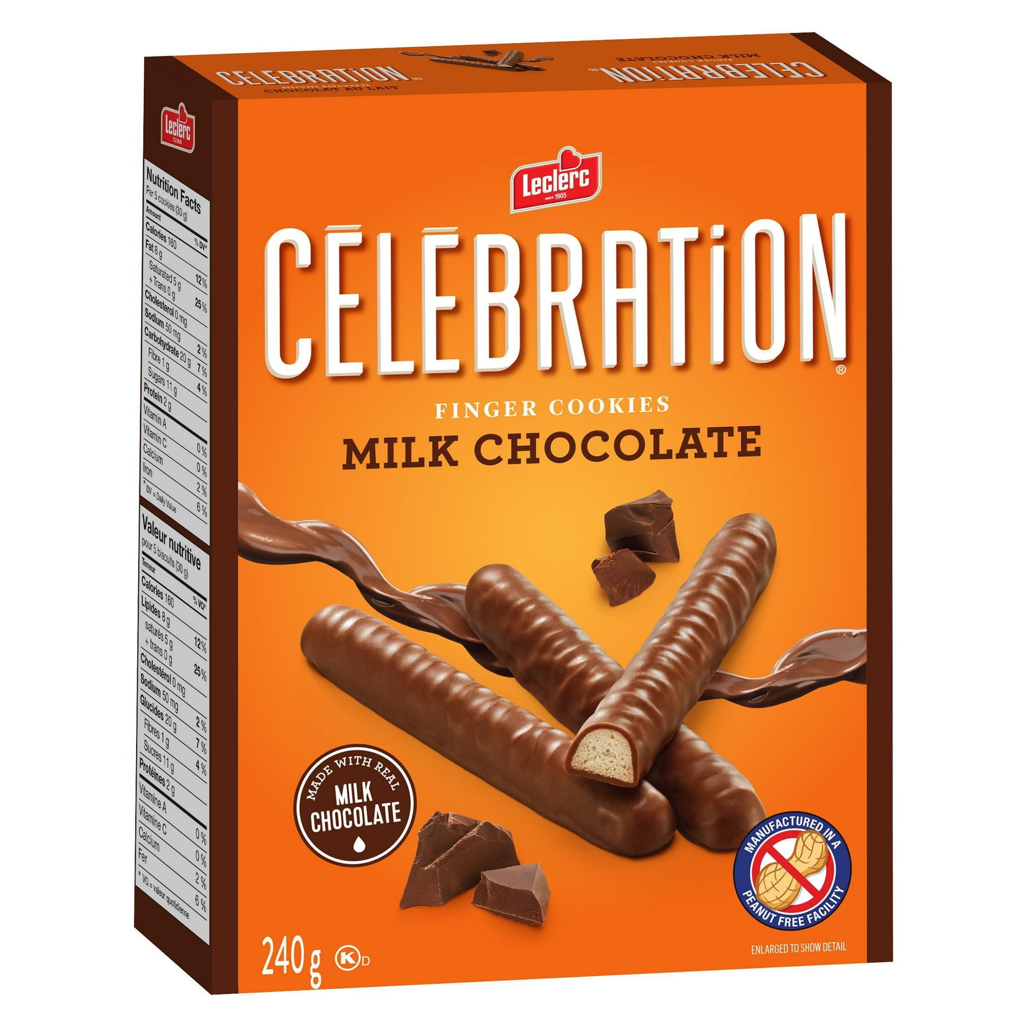 Celebration Milk Chocolate Fingers, 240g / Boxed Cookies