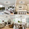 thumbnail image 3 of Cusp Barn 20-In Retro Distressed White Ceiling Fan with Light, Flush Mount Low Profile Caged Ceiling Fan with Reversible Blades and Remote Control, 3 of 10