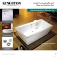 thumbnail image 6 of Kingston Brass VTSQ663422M3 66" Acrylic Rectangular Double Ended Freestanding Tub with Overflow/Drain Assembly, Glossy White/Antique Brass, 6 of 8