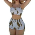 thumbnail image 2 of EGNMCR Bikini Set Women With Chest Pad Without Underwire Print Tie-dye High-waisted Swimming Trunks Split Swimsuit, 2 of 7