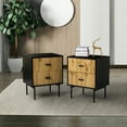 thumbnail image 4 of 2 Drawer Storage End Table Set of 2 Chest Cabinet Table Metal Legs for Home Black, 4 of 7